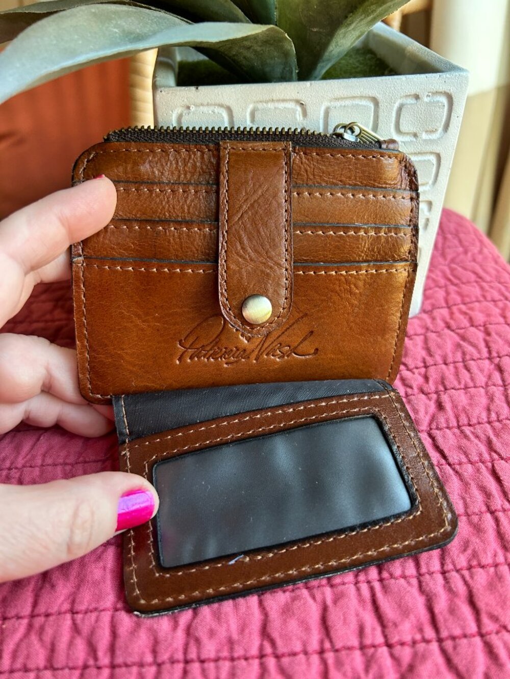 Patricia Nash Leather Folding Cardholder Wallet w/ Zip Coin Pocket – Like New - Picture 4 of 5